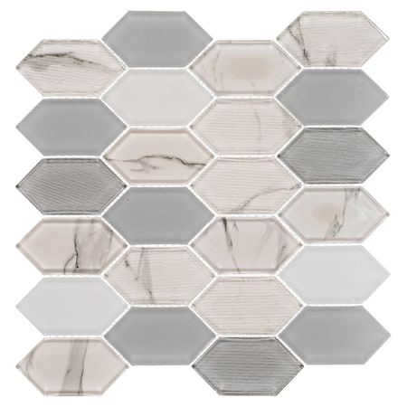 Andova Tiles SAMPLE-Astor 2-in. x 4-in. Elongated Hexagon Glass Wall & Floor Mosaic Tile SAM-ANDAST956